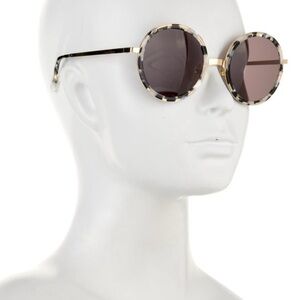KREWE 18K gold plated round tinted tortoise grey sunglasses NEW